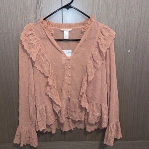 Long sleeve ruffle blouse